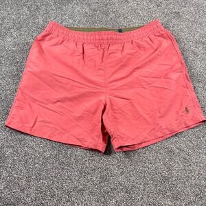 Polo Ralph Lauren Men's Large Coral Pink Mesh Lined Traveler Swim Trunks Shorts